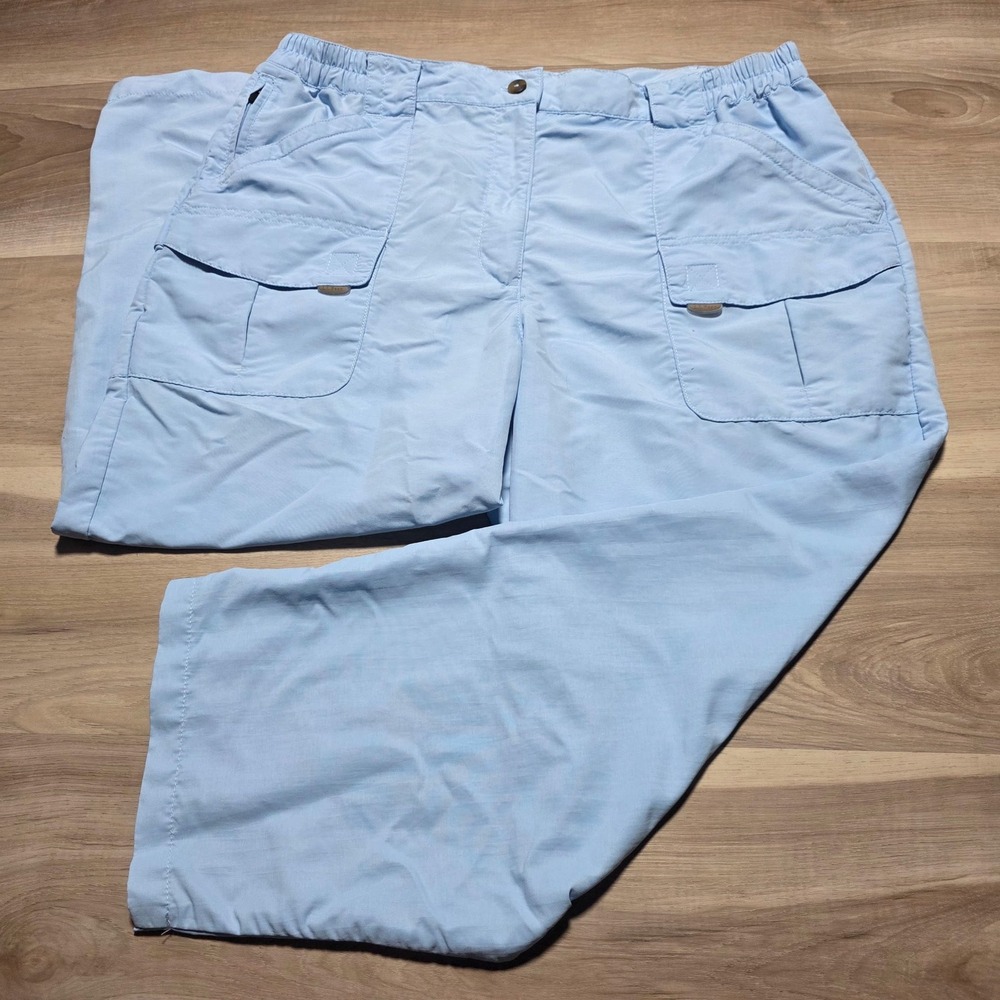 L.L. Bean Cargo Pants Womens L Light Blue Nylon Hiking Outdoor‎ D234444